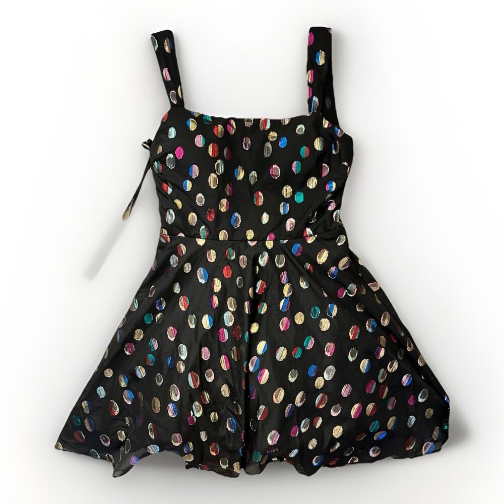 City Studio Black Multicolor Polka Dot Fit & Flare Dress Juniors 11/12 Party